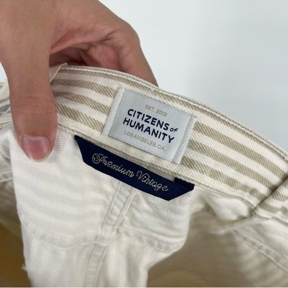 Citizens of Humanity Horseshoe Barrel Striped Baggy Jean in Khaki Stripe 32 NWT - Picture 10 of 12